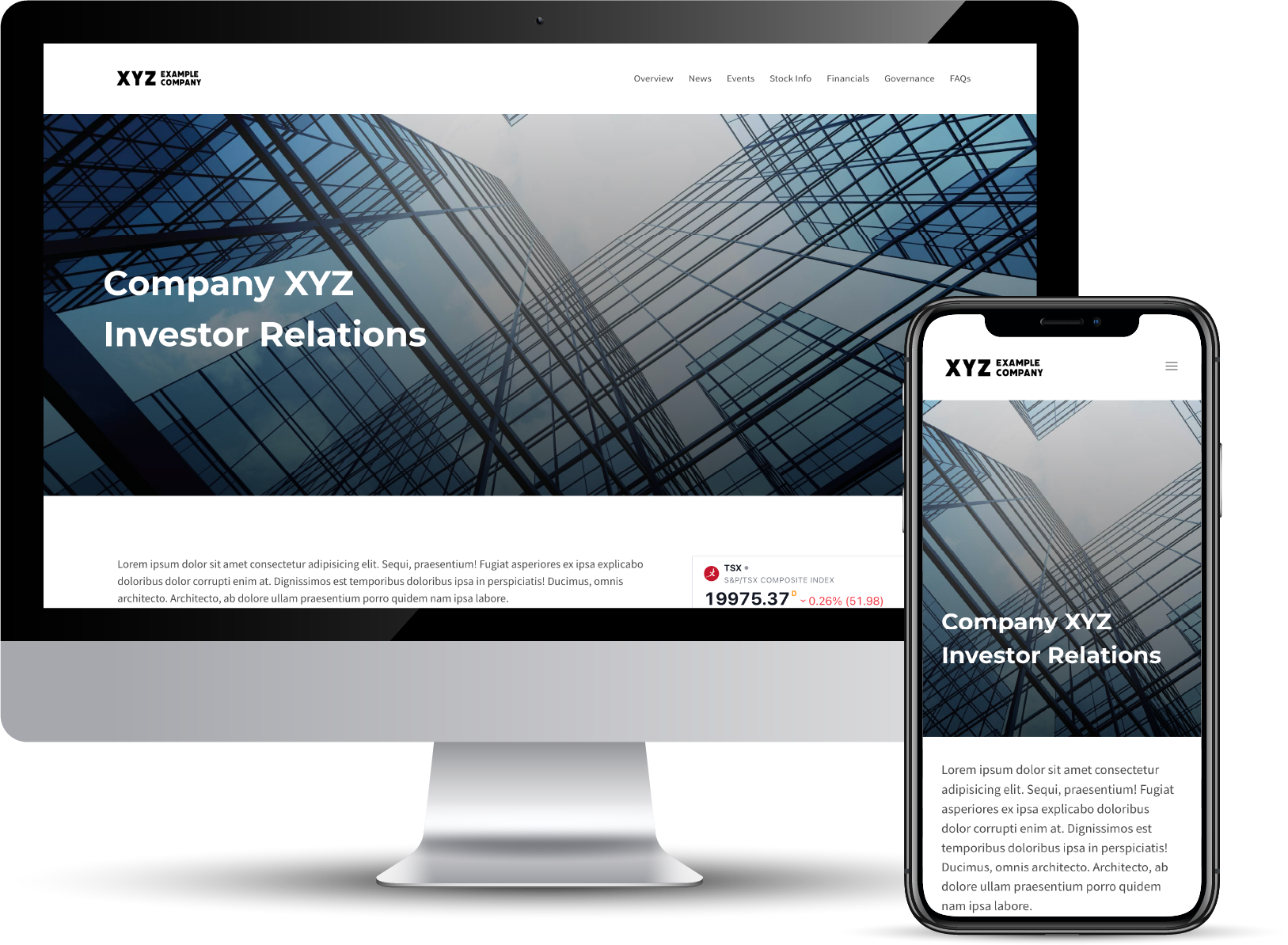 investor relations website display